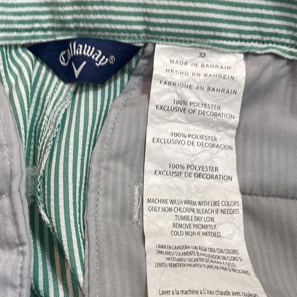 Callaway Mens Size 32 Green White Striped Lightweight Golf Shorts - Picture 12 of 12